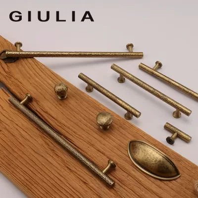 GIULIA黄铜古铜锤纹拉手美式复古衣柜橱柜抽屉轻奢法式柜门拉手