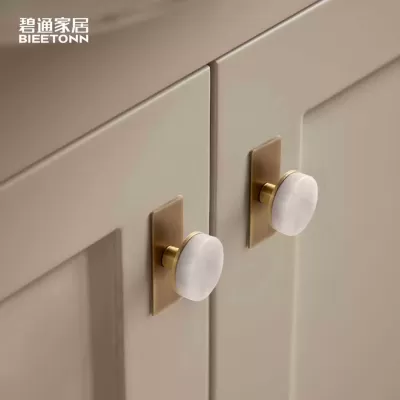 碧通轻奢大理石黄铜橱柜小拉手复古衣帽间抽屉黄古铜免打孔拉手
