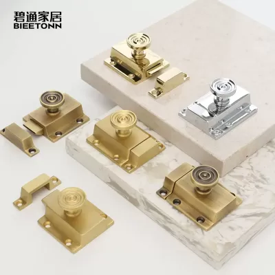 碧通美式金色银色黄铜插销拉手复古法式欧式柜门插销锁门闩