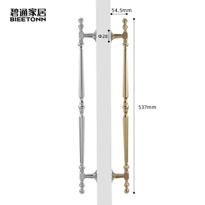 碧通小法式黄铜双开大门柜门咖啡店拉手复古对装金色长条房门把手