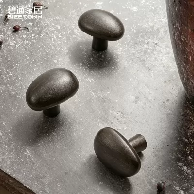 碧通柜门拉手中古风衣橱柜抽屉复古美式黄铜单孔椭圆轻奢简约把手